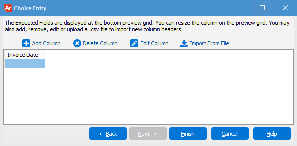 Preview the expected fields.